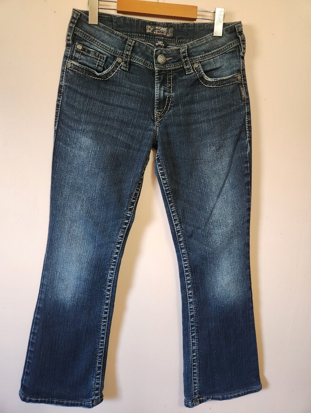 Silver Jeans Co Suki Surplus Y2K Flap Pocket Bootcut Jeans 29/29 Western McBling